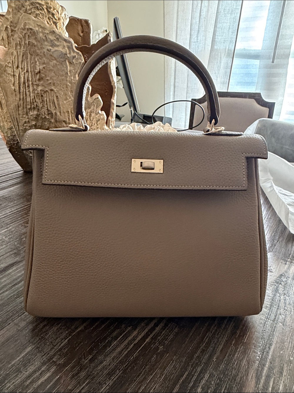 Classic Top-Handle Women’s Bag in Taupe